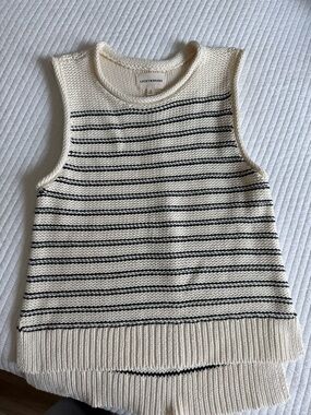 Lucky Brand Cream and Black Striped Knit Tank